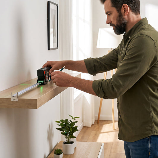 ❄️Saldi Estivi 60% Sconto!📏Metro a Nastro 2-in-1 con Guida Laser Verde – 5m con Livella, Blocco Automatico & Ricarica Type-C