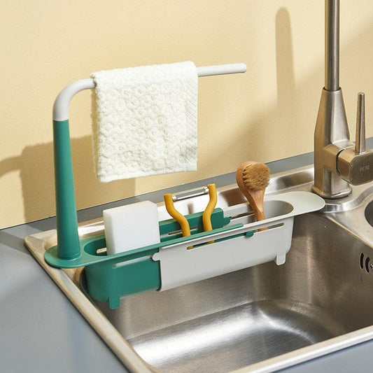 🍽️🧹 PROMO LIMITATA -50%! Scolapiatti Telescopico Portatile per Lavello – Lunghezza Regolabile 32-45cm, Multifunzione, Polipropilene, per Stoviglie, Spugne & Utensili ✨