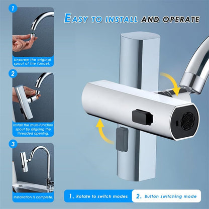 💧Rubinetto da Cucina a Cascata con 3 Tipi di Flusso, Rotazione 360°, Sostituzione Facile