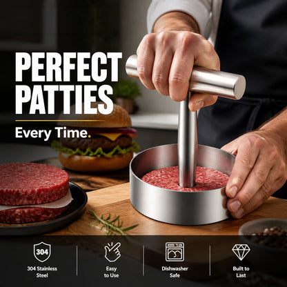 🍔 Hamburger Perfetti Ogni Volta – Pressa per Polpette in Acciaio Inox 304. 50% di Sconto. Stock UK