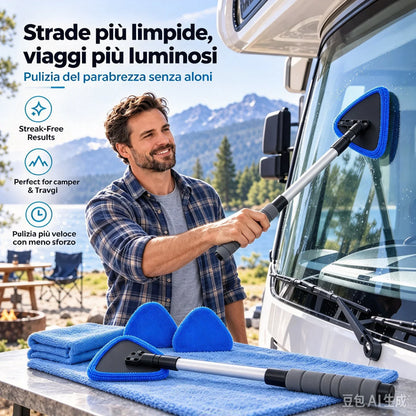 🚗Pulisci-vetri magnetico doppio per auto | Kit di pulizia senza aloni per vetri auto