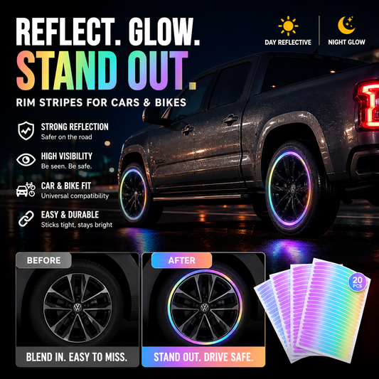 ⏳ SCONTO 50% OGGI! 🌙 Adesivi Riflettenti per Ruote Auto e Moto – Alta Visibilità Notturna (20 Pezzi) 🎁
