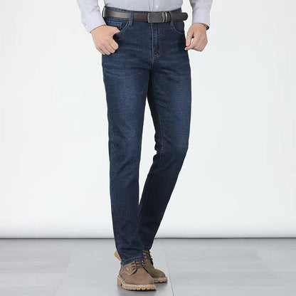 👖 50% RABATT NU! 🧵 Herr Elastiska Jeans med Hög Midja och Rakt Ben – Mjuk Stretchig Bomull & Andningsbar Vardagskomfort 🛠️