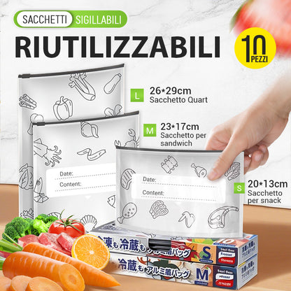 🥦Sacchetti riutilizzabili in alluminio sigillabili per la conservazione degli alimenti