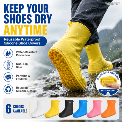 🔥 OFFERTA CALDA – 50% DI SCONTO! 🔥 Addio scarpe bagnate! Copriscarpe antipioggia resistenti – antiscivolo e pieghevoli in borsa 🌧️☔👟🎒