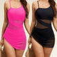 💎 50% DI SCONTO! 💎 Costume intero da donna sexy – Vestibilità snellente con arricciature, controllo pancia in vita alta e dettaglio in mesh trasparente 🩱✨