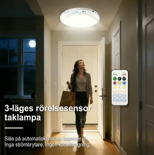 💎50 % rabatt✨Uppladdningsbar LED-taklampa med rörelsesensor💡⚡Tänds med röstkommando: nu slipper du besväret med att trycka på strömbrytare🔌