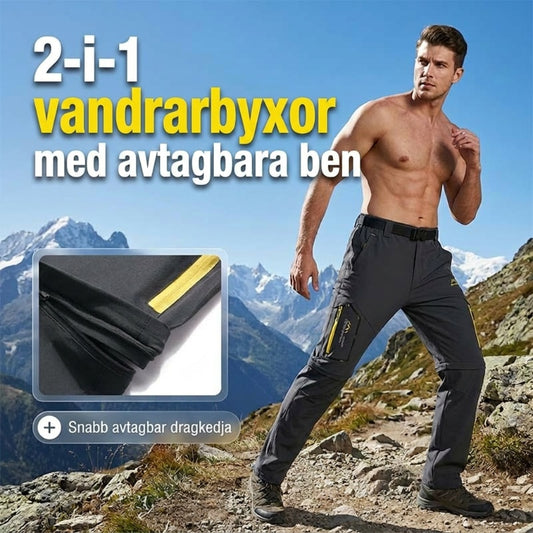 2-i-1 vandringsbyxor för herr med avtagbara ben och bälte