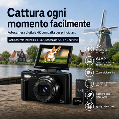 🎁Novità 2026 - 50% DI SCONTO💥📷Fotocamera digitale 4K HD con schermo ribaltabile💥