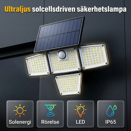📢📢Sista dagen – 50 % rabatt!! ☀️💡 Solcellsdriven utomhusvägglampa med 3 lampor – rörelsesensor för trädgård, gård och garage