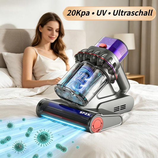 60% rabatt 🎁 | Madrassdammsugare 20000Pa 400W | UV-C & Ultraljudsteknik ✨, Handhållen Rengörare för Allergiker, Säng & Soffa