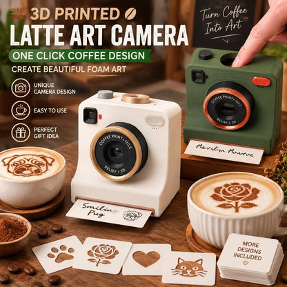 ☕🎄 Idea Regalo di Natale per Amanti del Caffè – Macchina per Latte Art 3D con Stencil | Divertente Coffee Art Maker ✨🎁