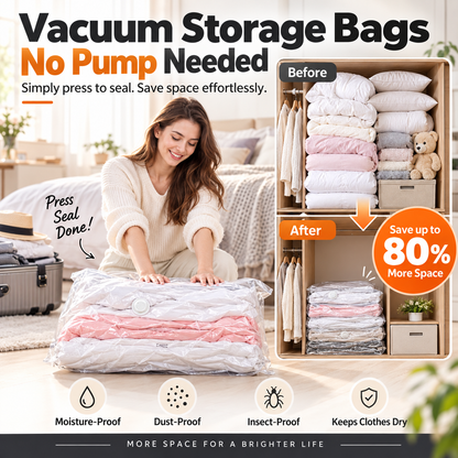 ⏳SOLO ULTIMO GIORNO DI SALDI!🏆🧳Sacchetti sottovuoto senza pompa – Basta premere per sigillare, non serve la pompa. Consentono di risparmiare l’80% di spazio e mantengono i vestiti asciutti e al riparo dalla polvere.🛏️🗄️