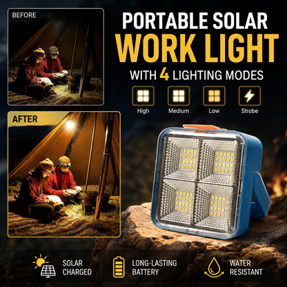 🔥🎁 OFFERTA IMPERDIBILE 50% DI SCONTO 💡 Luce da Lavoro Solare Portatile con 4 Modalità di Illuminazione