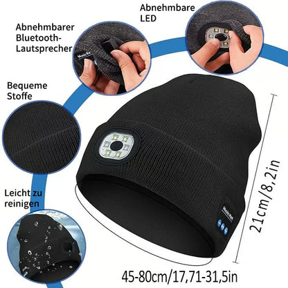 🧢 Berretto Invernale con Cuffie Bluetooth e Torcia LED Integrata