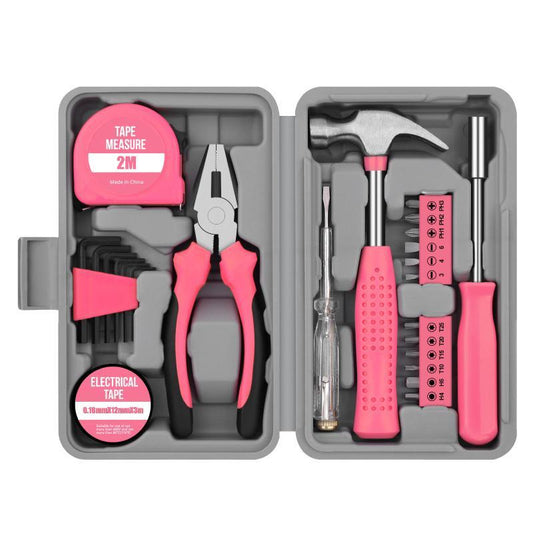 🔥 Vendita Calda! 🔧 Kit Attrezzi Domestici Portatile 24 Pezzi – Valigetta Inclusa, Martello, Cacciavite, Pinze, Metro e Punte per Riparazioni Fai-da-Te