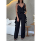 Completo Donna Moda – Top Spaghetti con Orlo a Balze e Pantaloni a Gamba Larga