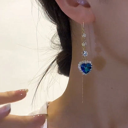 🎁Regalo Perfetto – Eleganti Orecchini a Cuore Blu con Gemme Sintetiche Preziose