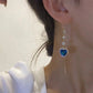 🎁Regalo Perfetto – Eleganti Orecchini a Cuore Blu con Gemme Sintetiche Preziose