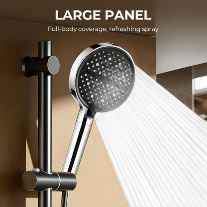 🚿 Soffione Doccia ad Alta Pressione Regolabile | Pannello a Pioggia da 15 cm 💧 | Iniezione d'Aria: Getto Forte anche con Poca Pressione 💪 | 7 Modalità di Spruzzo con Pistola 🔫 | Ugelli in Silicone Facili da Pulire ✨