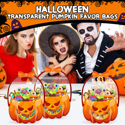 🎃 Sacchetti Halloween in Plastica per Dolcetti – Trick or Treat, Zucca, Scheletro, Gatto Nero, Teschio – 10 Pezzi per Feste, Scuola e Regali