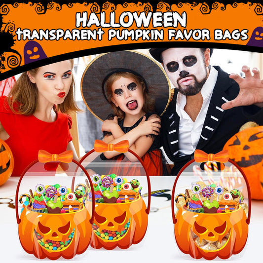🎃 Sacchetti Halloween in Plastica per Dolcetti – Trick or Treat, Zucca, Scheletro, Gatto Nero, Teschio – 10 Pezzi per Feste, Scuola e Regali