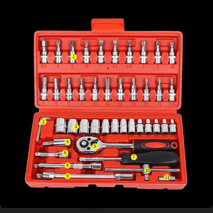🔧 50% DI SCONTO ORA! 🧰 Set di Chiavi a Cricchetto 46 Pezzi – Acciaio Cromo-Vanadio, Cricchetto Fine & Borsa Portatile – Per Auto, Moto, Montaggio Mobili ✨