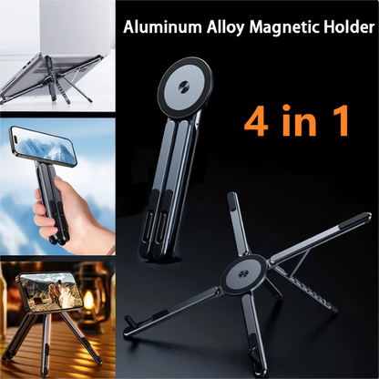🔥 -50% Oggi: Supporto Magnetico Multifunzionale 4 in 1 – Fissaggio forte e stabile, compatibile con smartphone e tablet, design pieghevole per auto, scrivania e casa.