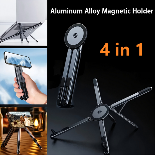 🔥 -50% Oggi: Supporto Magnetico Multifunzionale 4 in 1 – Fissaggio forte e stabile, compatibile con smartphone e tablet, design pieghevole per auto, scrivania e casa.