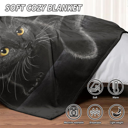 ⏳ULTIMO GIORNO DI SALDI 50% DI SCONTO!⏰🐱Gatto nero – Coperta avvolgente per tutte le stagioni