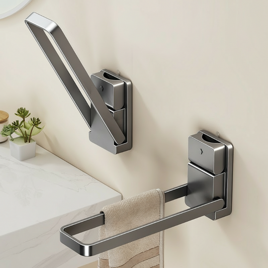 🛁 Portasciugamani Pieghevole a Ventosa | Installazione Senza Fori, Fisso in Pochi Secondi ⏱️ | Braccio Ripiegabile Salvaspazio 🔄 | Acciaio Antiruggine per Bagno e Cucina 🚿 | Barra da 22,5 cm, Grigio Elegante ✨