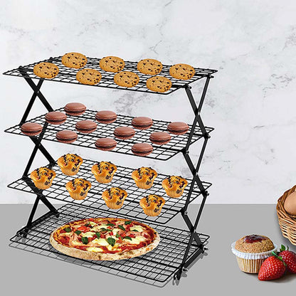 Griglia di Raffreddamento Pieghevole a 3/4 Livelli in Metallo – Organizer Impilabile per Dolci, Biscotti e Cucina