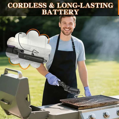 🔥 55 % RABATT NU! 🍖 Trådlös elektrisk grillborste – djup rengöring, långt handtag och uppladdningsbar 🔋