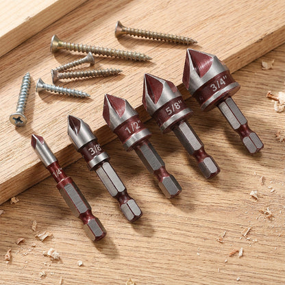 🛠️ -60% OGGI! 🔩 Set Punte Svasatrici per Legno (5 o 3 pezzi) – Fori netti e a filo, durevoli e veloci ⚙️
