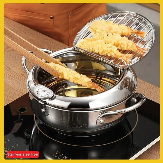 🍳🔥 Padella in Acciaio Inox con Coperchio – Resistente al Calore & Adatta all'Induzione 🔥🍳