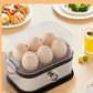 🥚 Cuociuova Elettrico Multifunzione in Acciaio Inox (8 Uova) | 3 Livelli di Cottura, Uova in Camicia e Omelette | Coperchio Trasparente e Spegnimento Automatico 200W 🍳