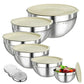 🥣 Set 6 Ciotole in Acciaio Inox 304 con Coperchi Ermetici & Grattugie – Impilabili | Alta Qualità | Lavabili in Lavastoviglie 🔪✨