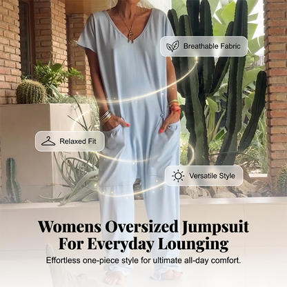 🔥2026 Nuovo Stile🔥 Tuta Intera Casual Oversize con Scollo a V – Tessuto Morbido, Slim & Trendy