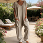 🔥2026 Nuovo Stile🔥 Tuta Intera Casual Oversize con Scollo a V – Tessuto Morbido, Slim & Trendy