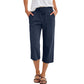 👖 50% RABATT NU! 🌿 Korta Byxor i Bomulls- & Linneblandning för Dam – Elastisk Midja med Dragsko, Vida Ben & Djupa Sidfickor, Perfekt För Varma Dagar ✨