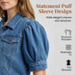 🧥 50% RABATT NU! 🎀 Dam puff kort ärm croppad denimjacka – Vintage detaljer & mjuk blandning – Smickrande midjesnitt – perfekt för vår och sommar 🌟