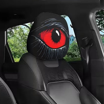 👁️‍🗨️ 50% RABATT NU! 🚗 Spooky Rött Öga Bil Nackstödsskydd – Unik Design, Stretchtyg & Enkel Installation 🎃