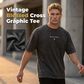 👕 50% RABATT NU! ⛪ Herr Cross & Letter Print Vintage T-Shirt – Mjuk Andningsbar Blandning, Avslappnad Drop Shoulder & Acid Wash Toner ✨