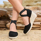 🌼 BEGRÄNSAD TID: 50 % RABATT! 👡 Espadriller med kilklack för dam – sluten tå, korsade remmar, bohemisk stil 🌴