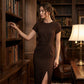 📢📢50% OFF !! ⏰Elegant Twist-Front Waist-Cinching Slit Dress