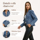 🧥 54% RABATT NU! 🌸 Dam Denimjacka med Volang & Öppen Framsida – Lättviktig & Feminin – Mångsidig & Chic 👗