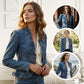 🧥 54% RABATT NU! 🌸 Dam Denimjacka med Volang & Öppen Framsida – Lättviktig & Feminin – Mångsidig & Chic 👗