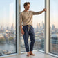 👖 50% DI SCONTO ORA! 🌿 Pantaloni in Lino da Uomo – A Righe & Cropped – Vita Elastica & Coulisse – Pantaloni Estivi Traspiranti 🏖️