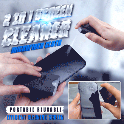 Pulitore Portatile Riutilizzabile 2 in 1 per Schermi con Panno in Microfibra