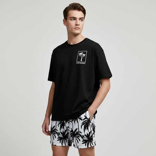 2-delat set med tryckt T-shirt och shorts för herr